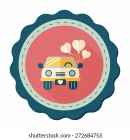 wedding car flat icon with long shadow, eps10