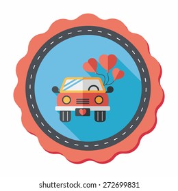 wedding car flat icon with long shadow, eps10