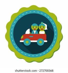 wedding car flat icon with long shadow, eps10