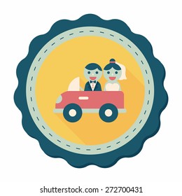 wedding car flat icon with long shadow, eps10