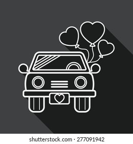 wedding car flat icon with long shadow, eps10, line icon