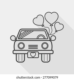 wedding car flat icon with long shadow, eps10, line icon