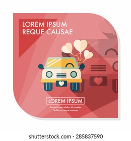 wedding car flat icon with long shadow, eps10