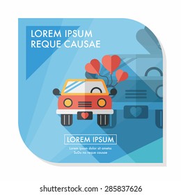 wedding car flat icon with long shadow, eps10