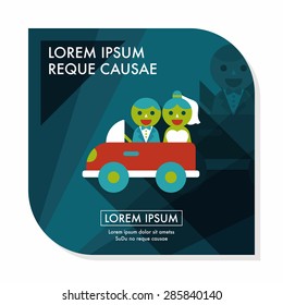 wedding car flat icon with long shadow, eps10