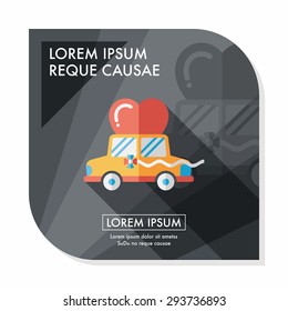 wedding car flat icon with long shadow, eps10
