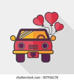 wedding car flat icon with long shadow, eps10