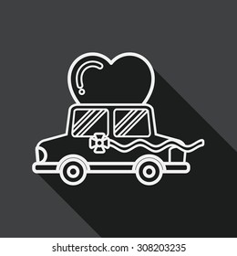 wedding car flat icon with long shadow, eps10, line icon
