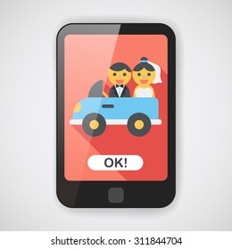 wedding car flat icon with long shadow, eps10