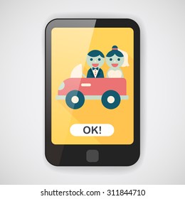 wedding car flat icon with long shadow, eps10