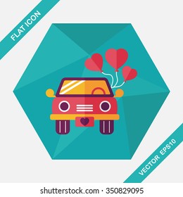 wedding car flat icon with long shadow, eps10