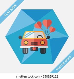 wedding car flat icon with long shadow, eps10