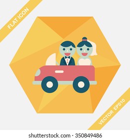 wedding car flat icon with long shadow, eps10