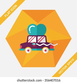 wedding car flat icon with long shadow, eps10