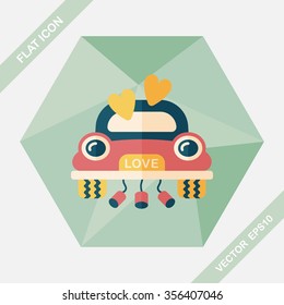 wedding car flat icon with long shadow, eps10