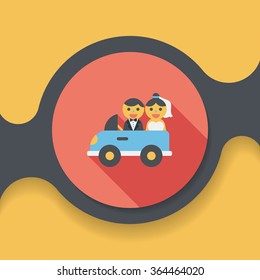 wedding car flat icon with long shadow, eps10