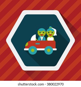 wedding car flat icon with long shadow, eps10