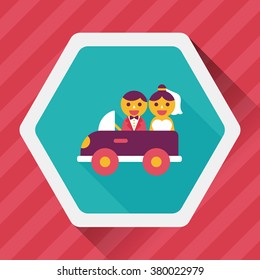 wedding car flat icon with long shadow, eps10