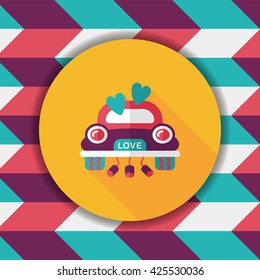 wedding car flat icon with long shadow, eps10