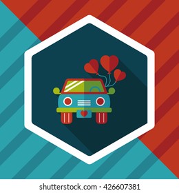 wedding car flat icon with long shadow, eps10