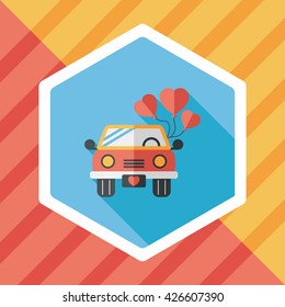 wedding car flat icon with long shadow, eps10