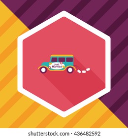wedding car flat icon with long shadow, eps10