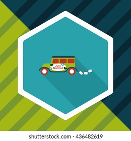 wedding car flat icon with long shadow, eps10