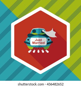 wedding car flat icon with long shadow, eps10