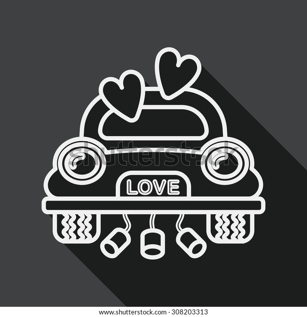 wedding\
car flat icon with long shadow, eps10, line\
icon