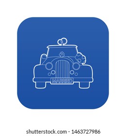 Wedding car icon blue vector isolated on white background