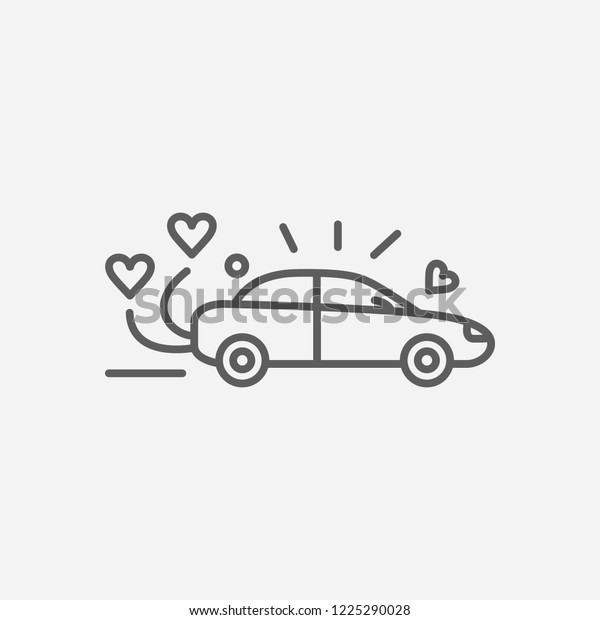 Wedding car icon line symbol. Isolated vector\
illustration of  icon sign concept for your web site mobile app\
logo UI design.
