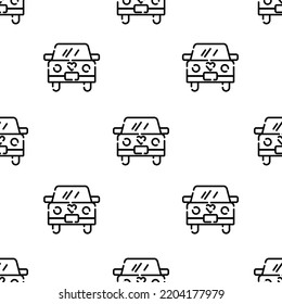 wedding car icon pattern. Seamless wedding car pattern on white background.