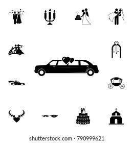 wedding car icon. Set of wedding elements icon. Photo camera quality graphic design collection icons for websites, web design, mobile app on white background
