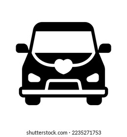 Plantilla de logotipo de ilustración del vector del icono del coche de casamiento aislado en fondo blanco
