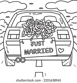 Wedding Car Just Married Coloring Page for Kids