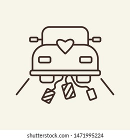 Wedding car line icon. Wedding journey, just married, honeymoon. Wedding concept. Vector illustration can be used for topics like marriage, family, love, relations