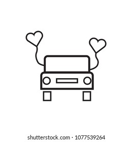Wedding Car. Outline. Vector Flat Icon . Flat design