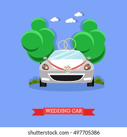 Wedding car - stock vector.