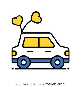 Wedding Car vector filled outline icon. EPS 10 file