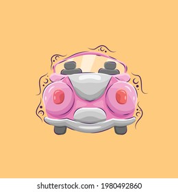 Wedding Car Vector Illustration. Wedding Design Concept.