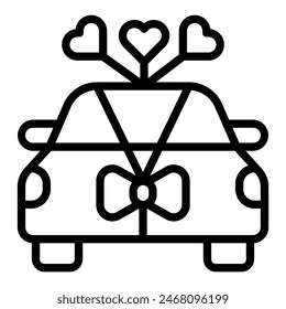 Wedding Car Vector Line Icon Design