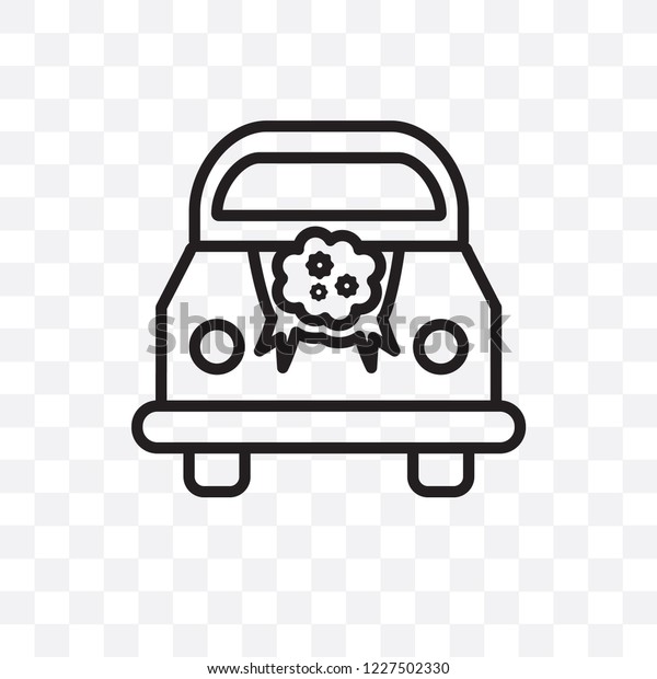 Wedding car vector linear icon isolated on\
transparent background, Wedding car transparency concept can be\
used for web and\
mobile
