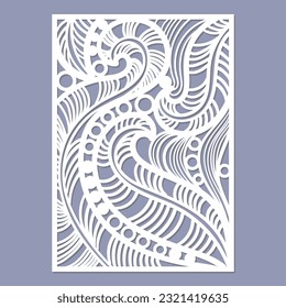 Tarjeta de matrimonio con plantas abstractas. Plantilla para corte láser de papel, cartón, metal, madera. Vector