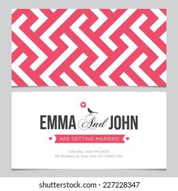 Wedding card back and front with pattern background 02