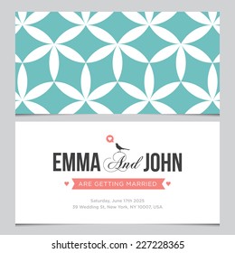 Wedding card back and front with pattern background 03