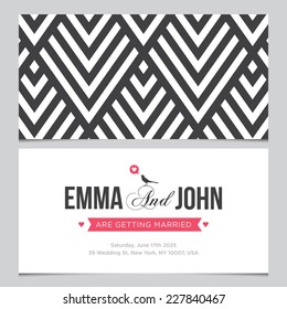 Wedding card back and front with pattern background 01