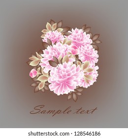 Wedding card or beautiful floral invitation card. Cute romantic floral background. Abstract greeting card. Greeting postcard in vintage vector style. Elegance pattern with flowers.