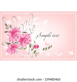 Wedding card or beautiful floral invitation card. Cute romantic floral background. Abstract greeting card. Greeting postcard in vintage vector style. Elegance pattern with flowers.