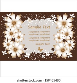 Wedding card or beautiful floral invitation card. Cute romantic floral background. Abstract greeting card. Greeting postcard in vintage vector style. Elegance pattern with flowers.