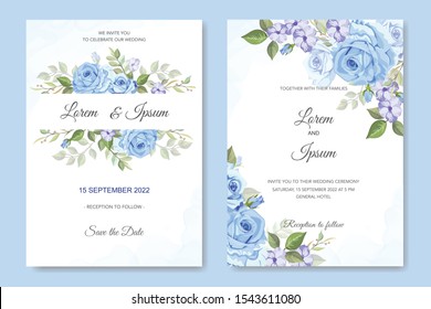 wedding card with beautiful floral vector template